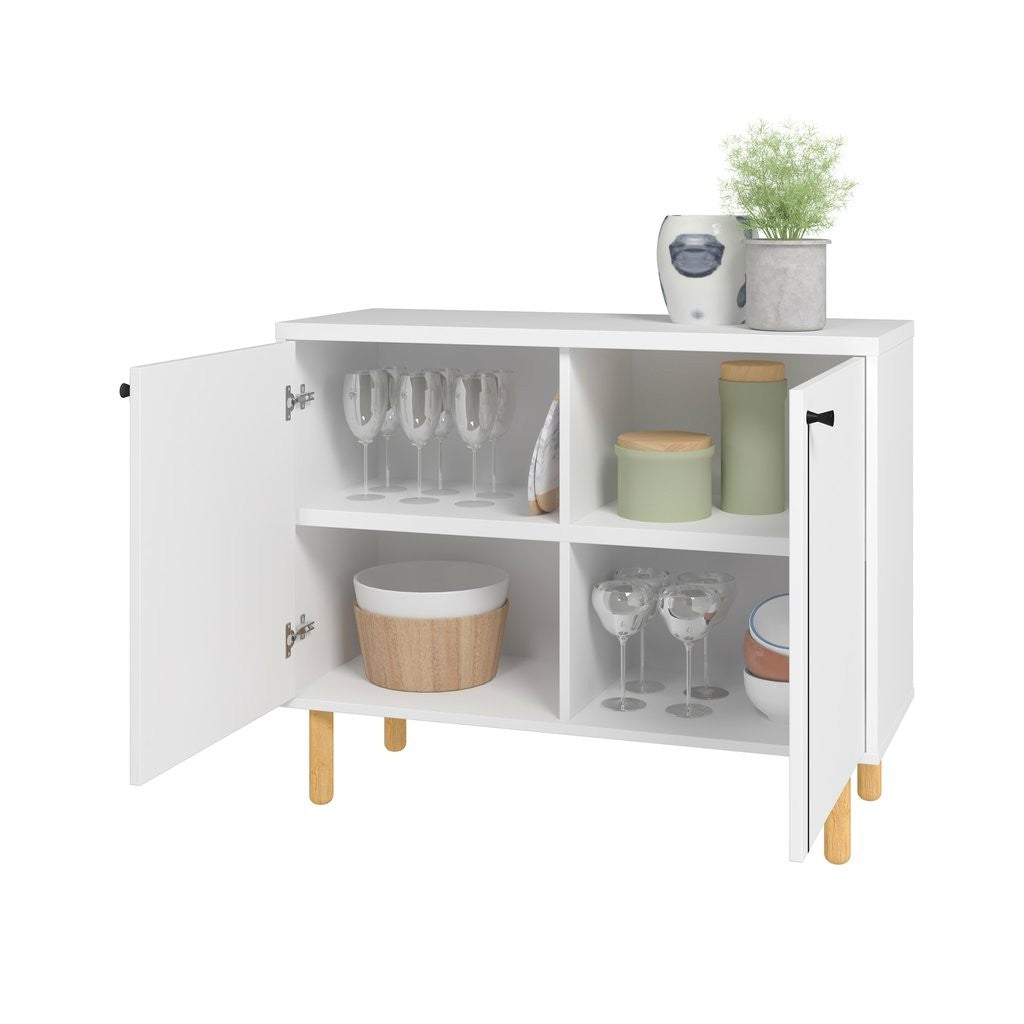 HomeRoots Iko Modern Sideboard Double Door Cabinet in White Finish