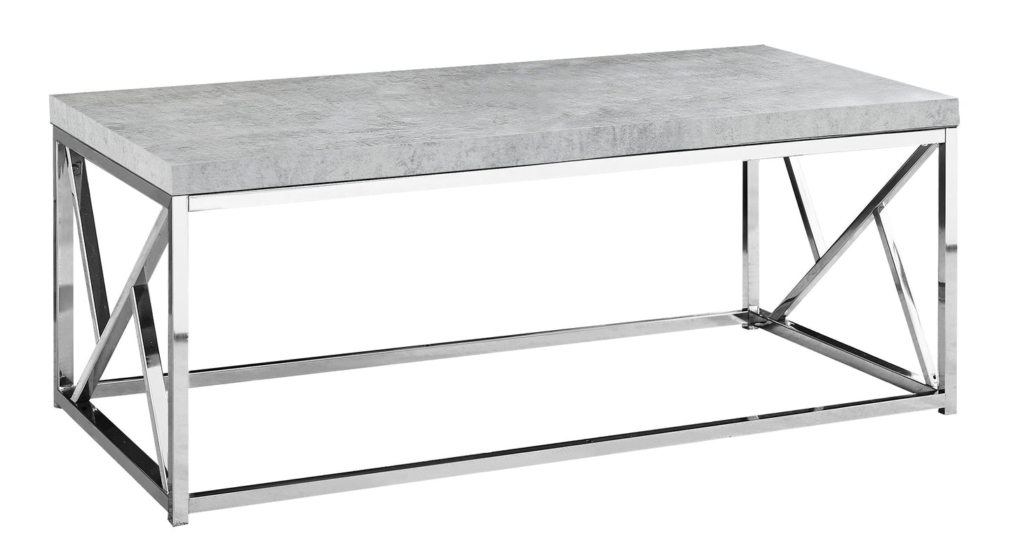 HomeRoots Industrial Chic Gray Faux Cement and Chrome Coffee Table