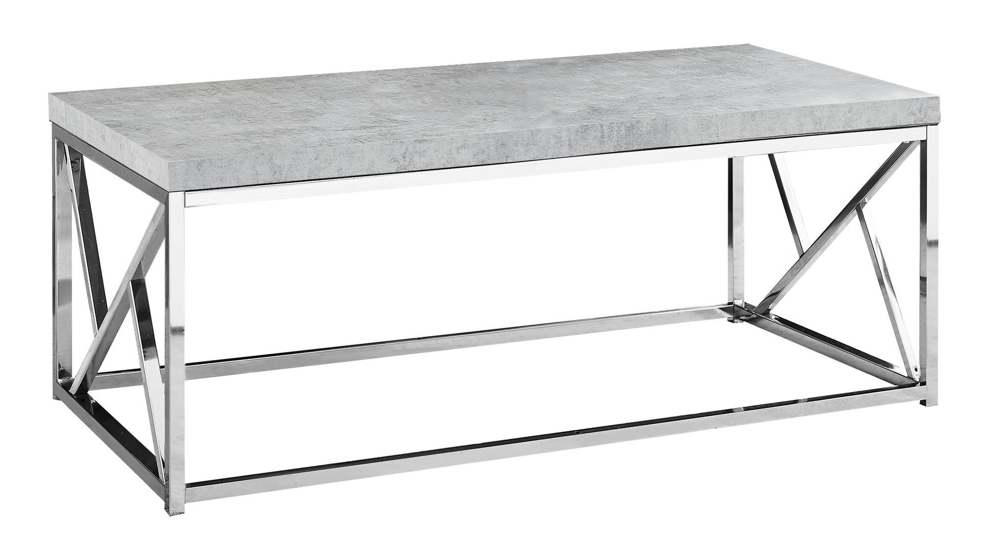 HomeRoots Industrial Chic Gray Faux Cement and Chrome Coffee Table