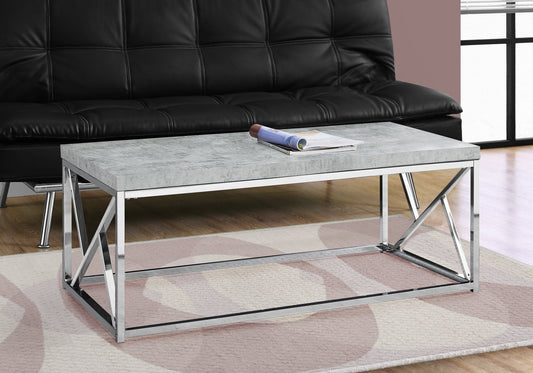 HomeRoots Industrial Chic Gray Faux Cement and Chrome Coffee Table