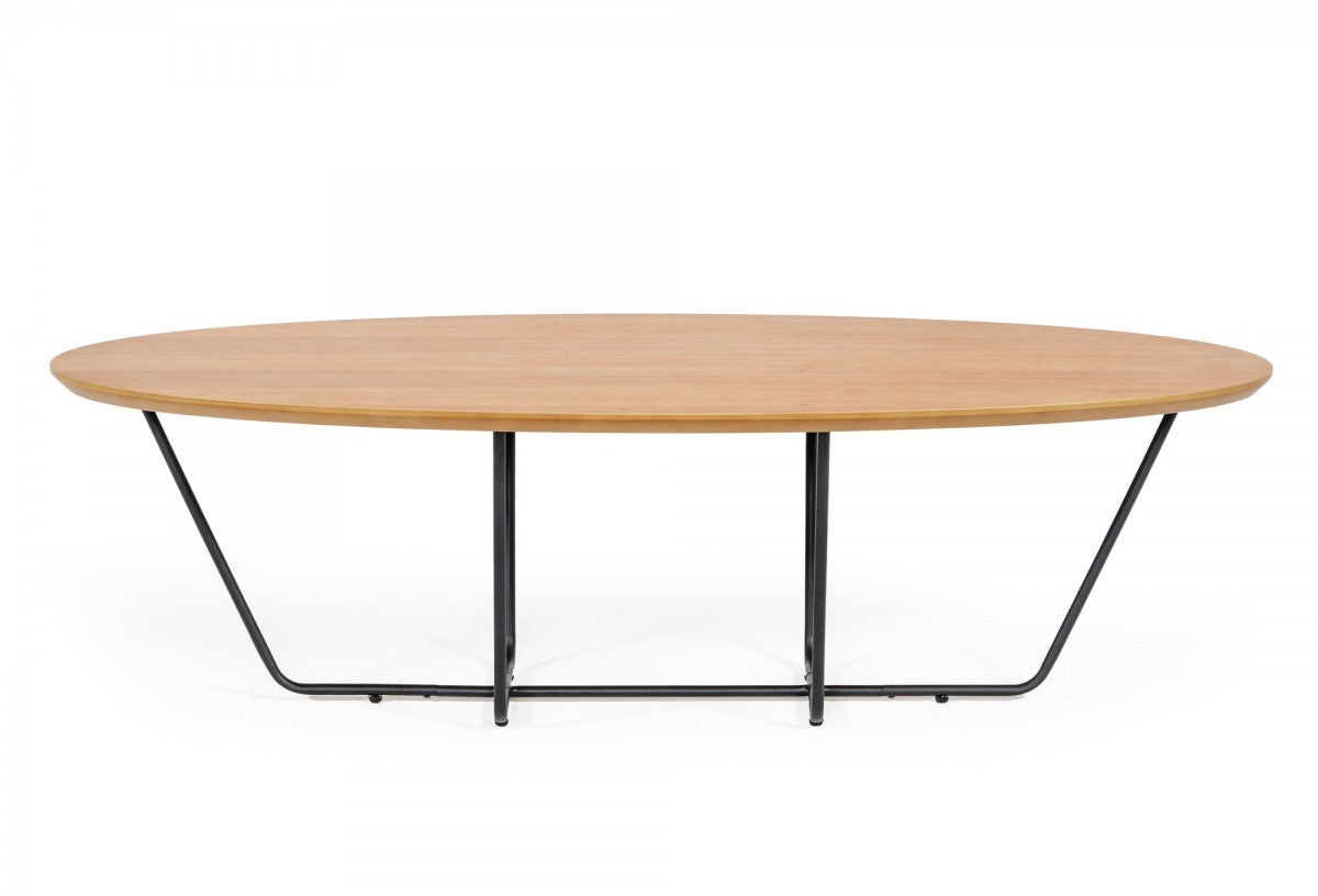 HomeRoots Industrial Large Oak and Black Powder Metal Coffee Table