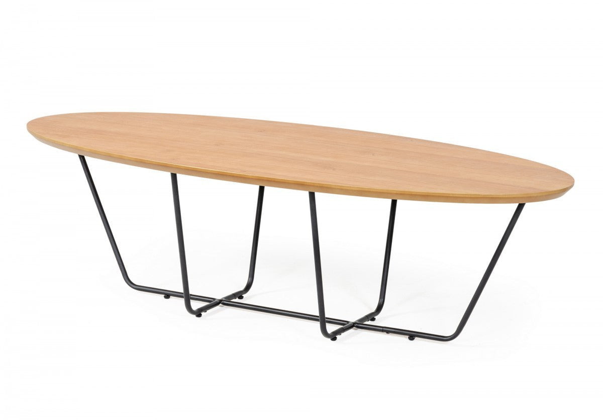HomeRoots Industrial Large Oak and Black Powder Metal Coffee Table