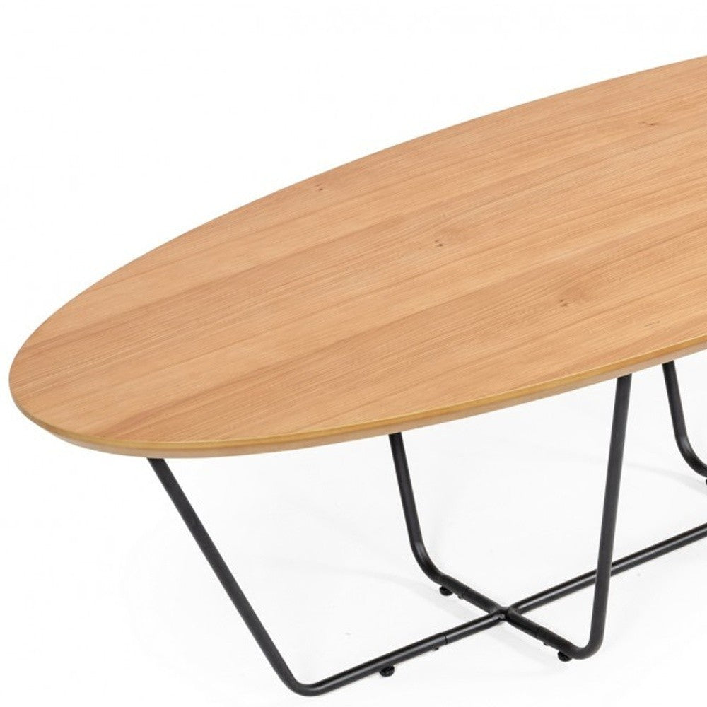 HomeRoots Industrial Large Oak and Black Powder Metal Coffee Table