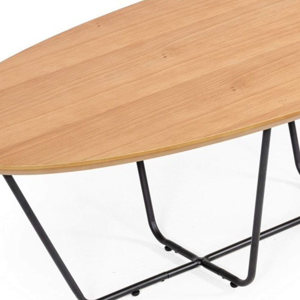 HomeRoots Industrial Large Oak and Black Powder Metal Coffee Table