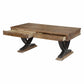 HomeRoots Industrial Style Coffee Table With Black Accents and Antiqued Oak Finish