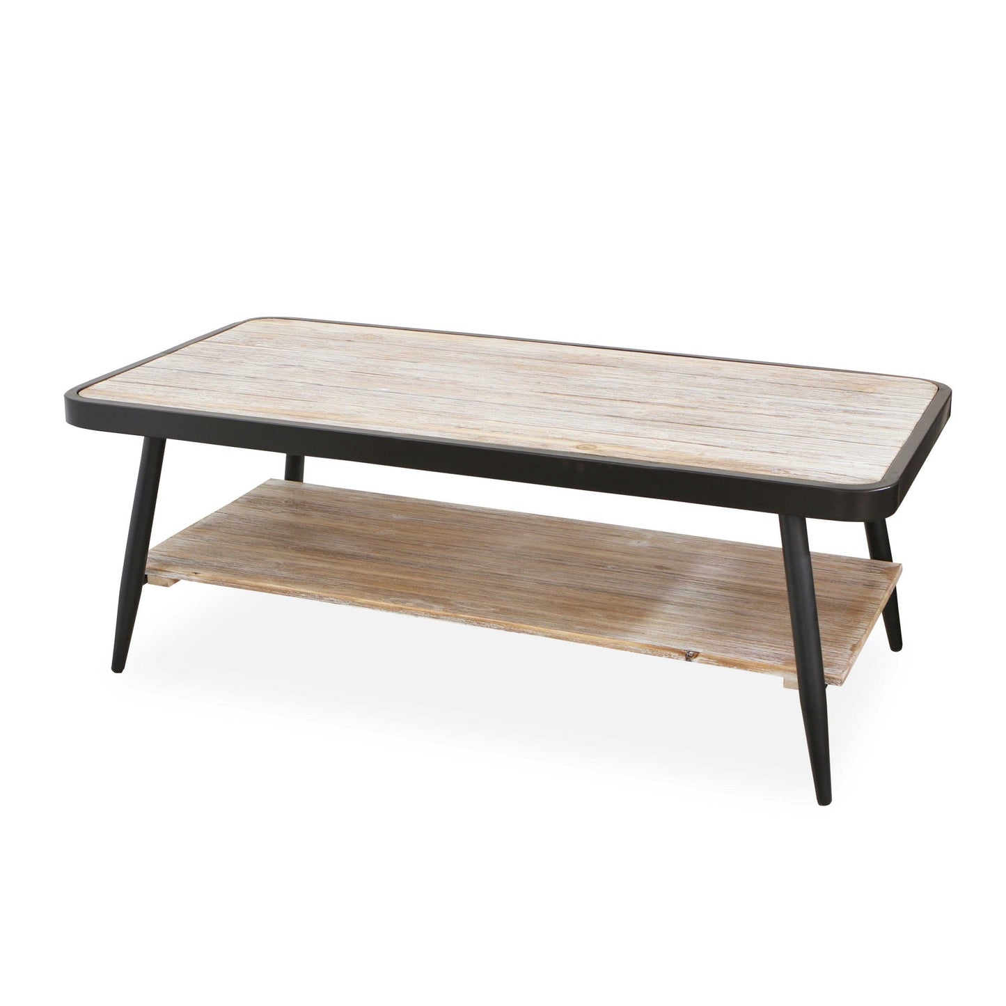 HomeRoots Industrial Style Distressed Whitewash and Gray Coffee Table