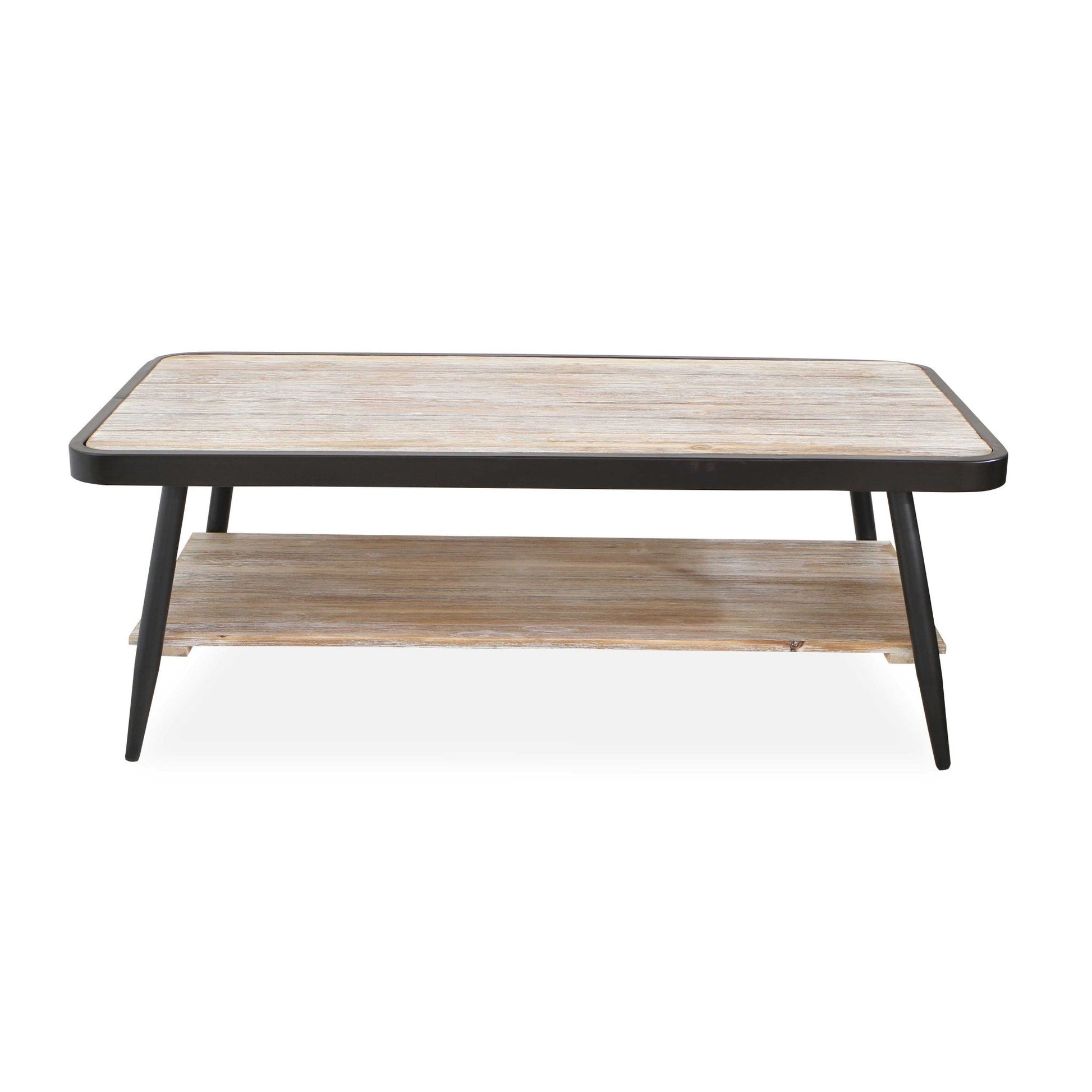 HomeRoots Industrial Style Distressed Whitewash and Gray Coffee Table