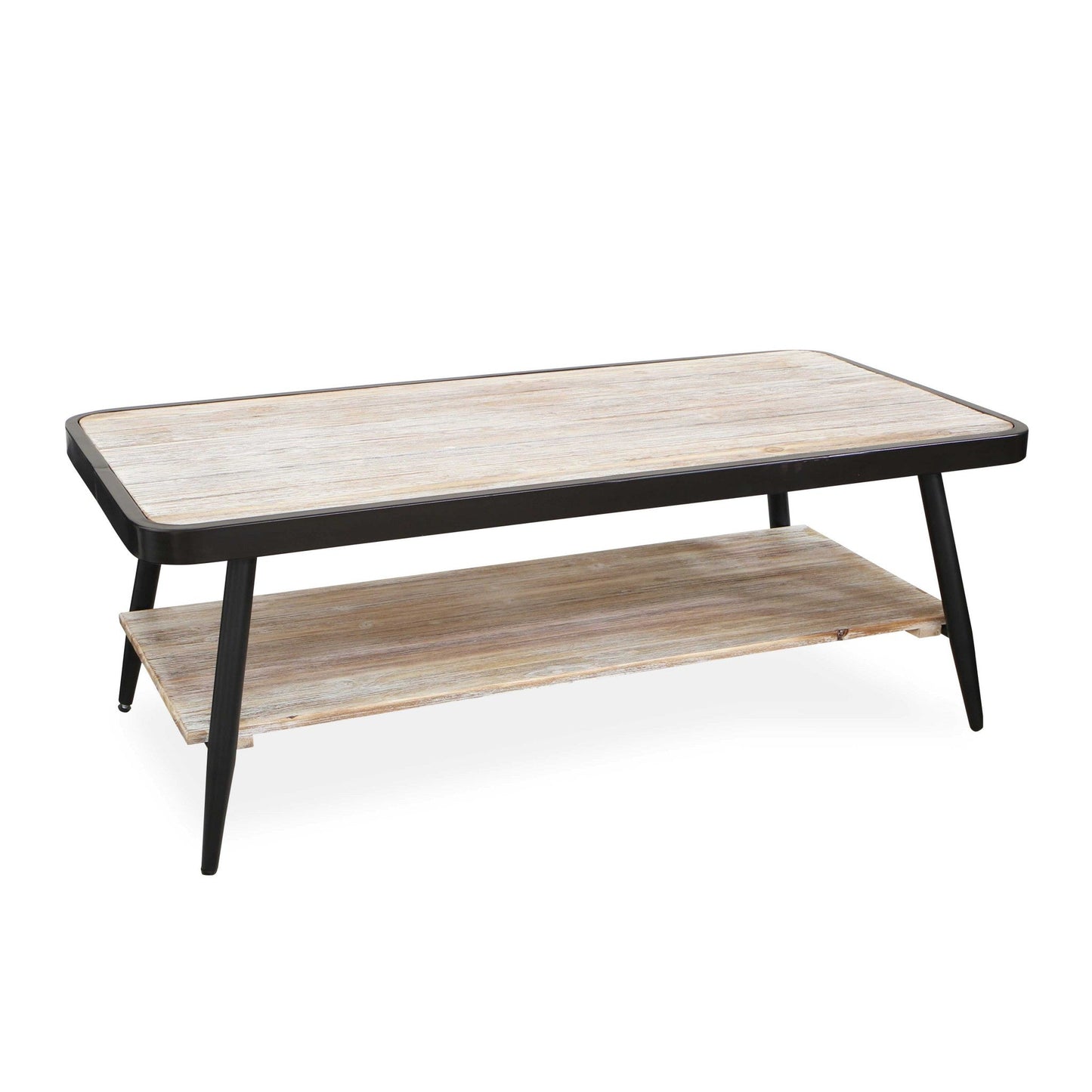 HomeRoots Industrial Style Distressed Whitewash and Gray Coffee Table