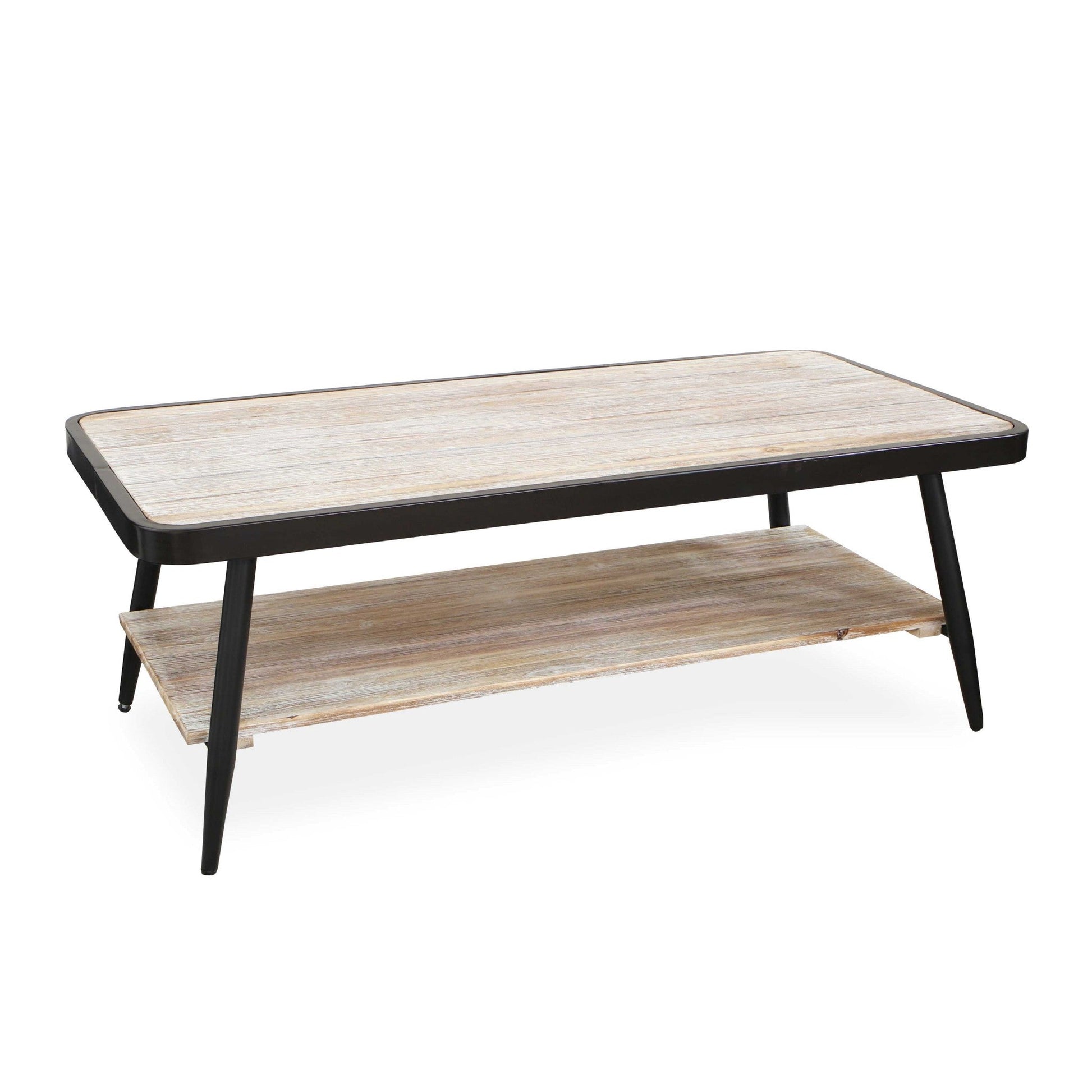 HomeRoots Industrial Style Distressed Whitewash and Gray Coffee Table