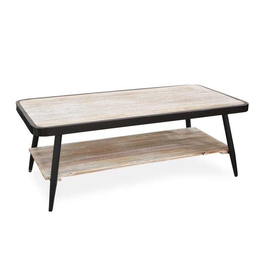 HomeRoots Industrial Style Distressed Whitewash and Gray Coffee Table