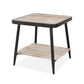 HomeRoots Industrial Style Square Side or End Table With Whitewash and Gray Finish
