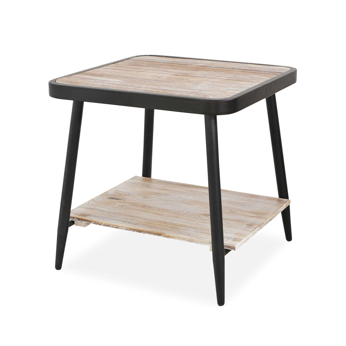 HomeRoots Industrial Style Square Side or End Table With Whitewash and Gray Finish