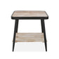 HomeRoots Industrial Style Square Side or End Table With Whitewash and Gray Finish