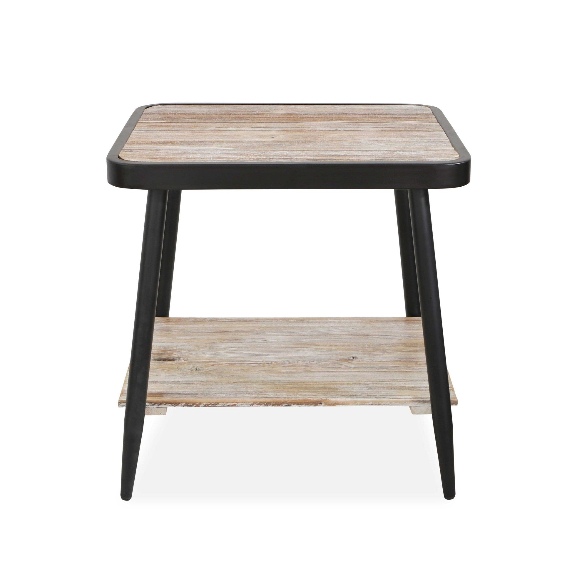 HomeRoots Industrial Style Square Side or End Table With Whitewash and Gray Finish
