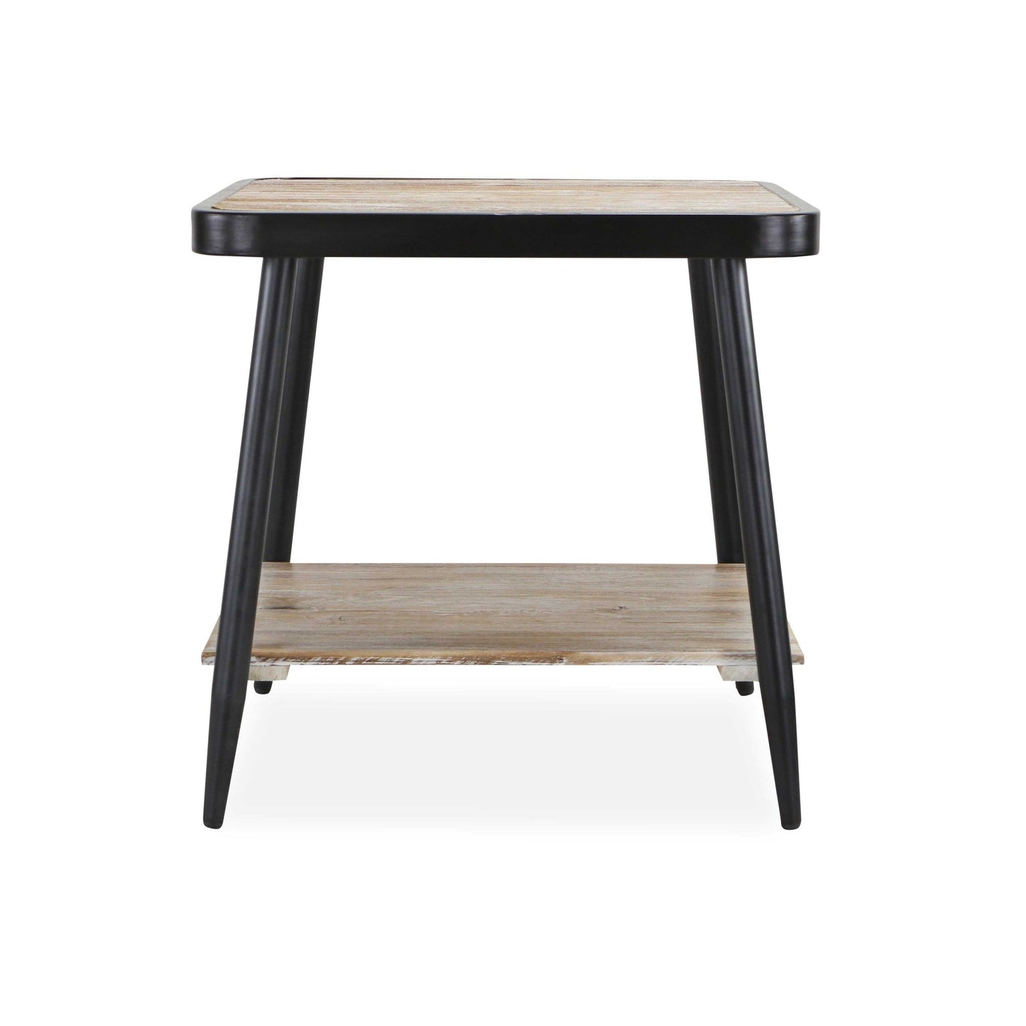 HomeRoots Industrial Style Square Side or End Table With Whitewash and Gray Finish