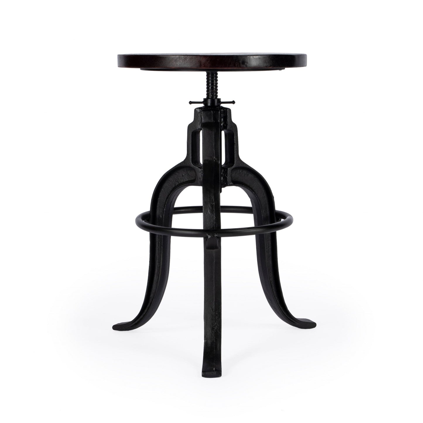 HomeRoots Iron Revolving Bar Stool in Brown Finish