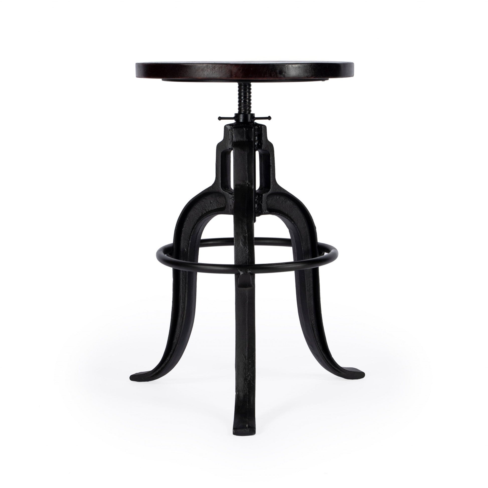 HomeRoots Iron Revolving Bar Stool in Brown Finish