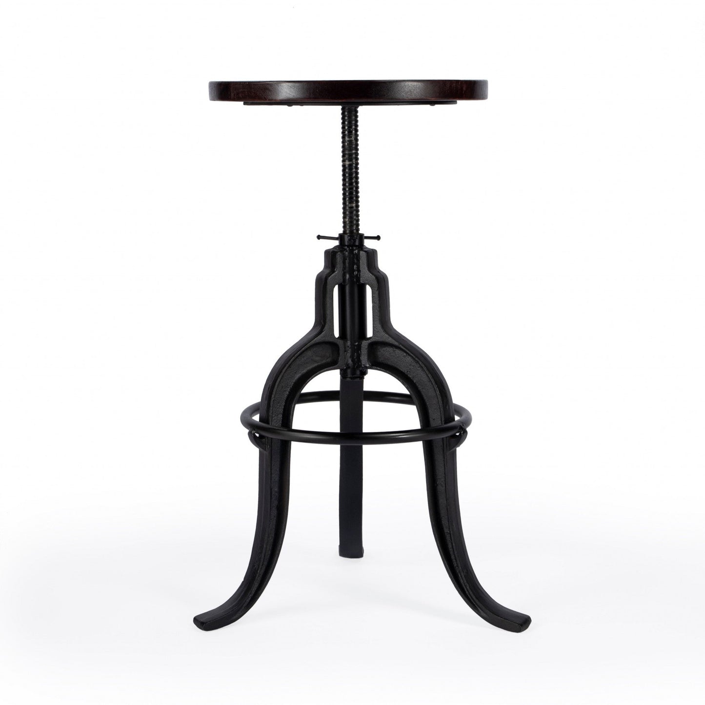 HomeRoots Iron Revolving Bar Stool in Brown Finish