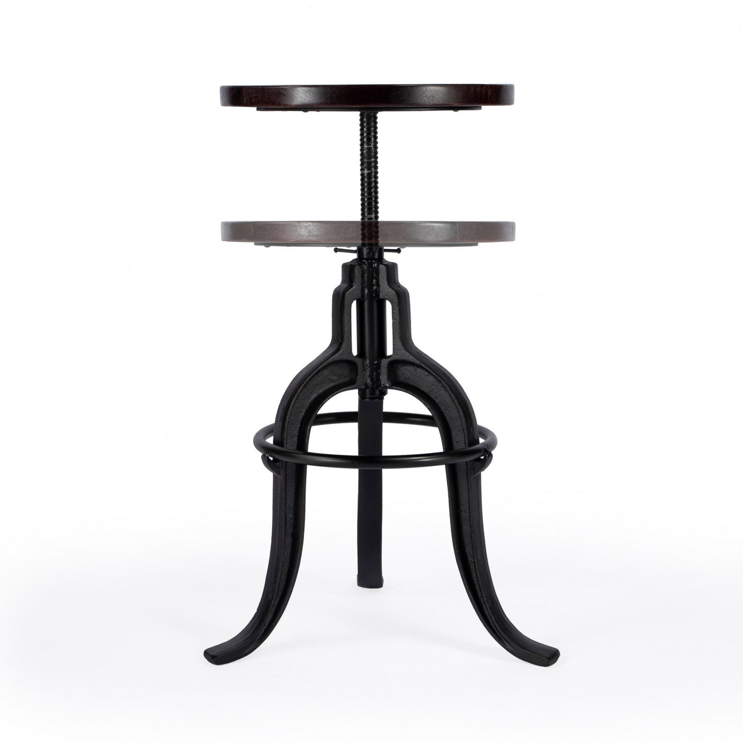 HomeRoots Iron Revolving Bar Stool in Brown Finish