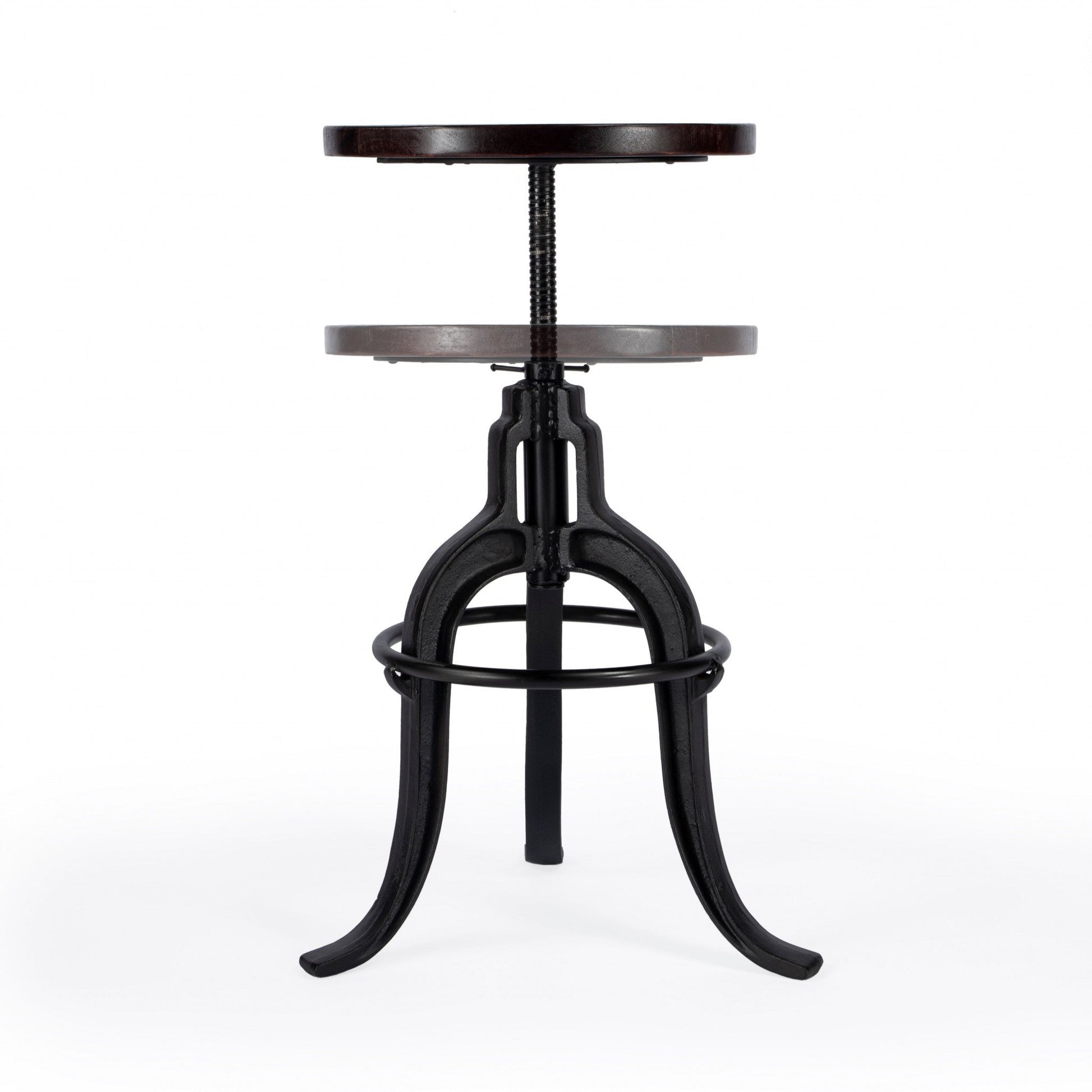 HomeRoots Iron Revolving Bar Stool in Brown Finish