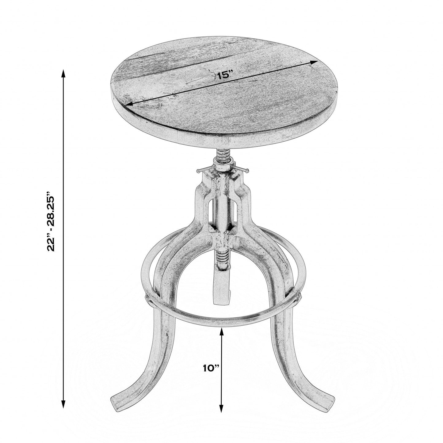 HomeRoots Iron Revolving Bar Stool in Brown Finish