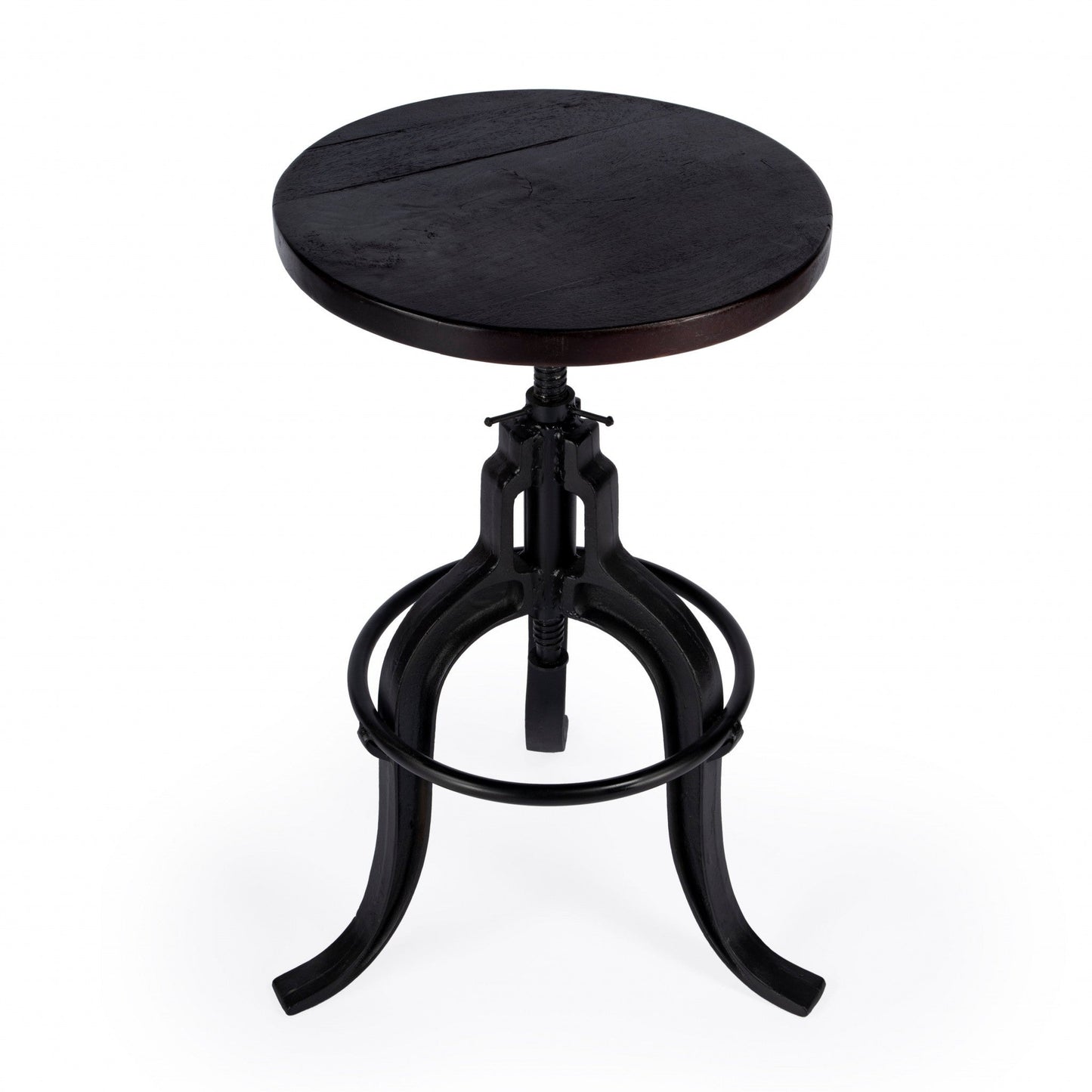 HomeRoots Iron Revolving Bar Stool in Brown Finish
