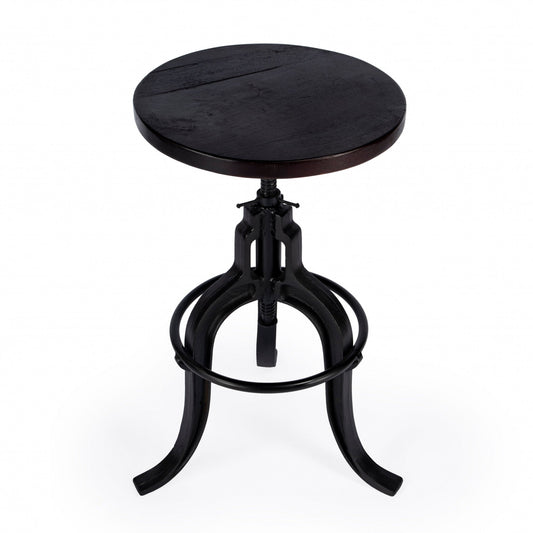 HomeRoots Iron Revolving Bar Stool in Brown Finish