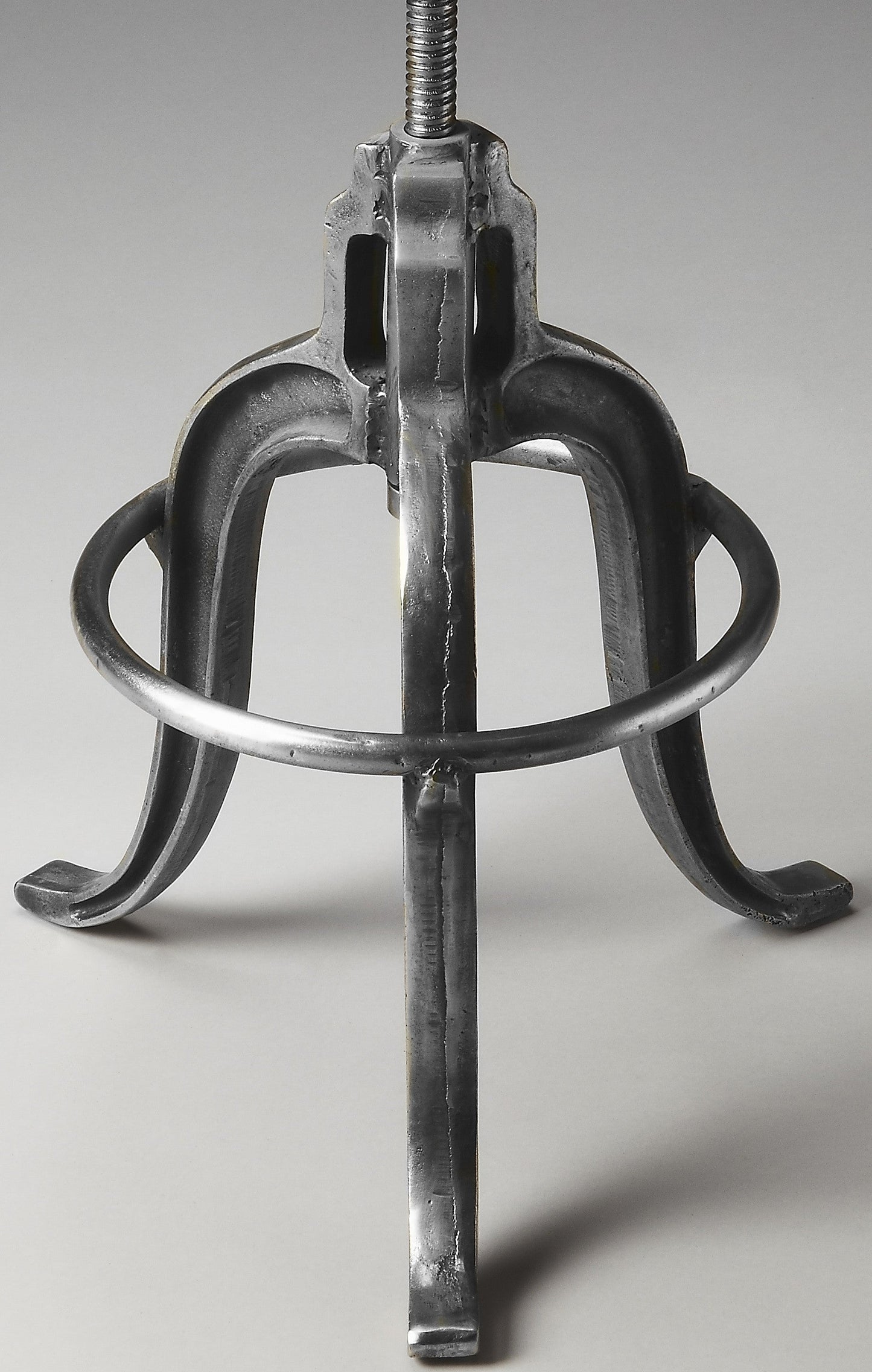 HomeRoots Iron Revolving Bar Stool in Glossy Silver Finish