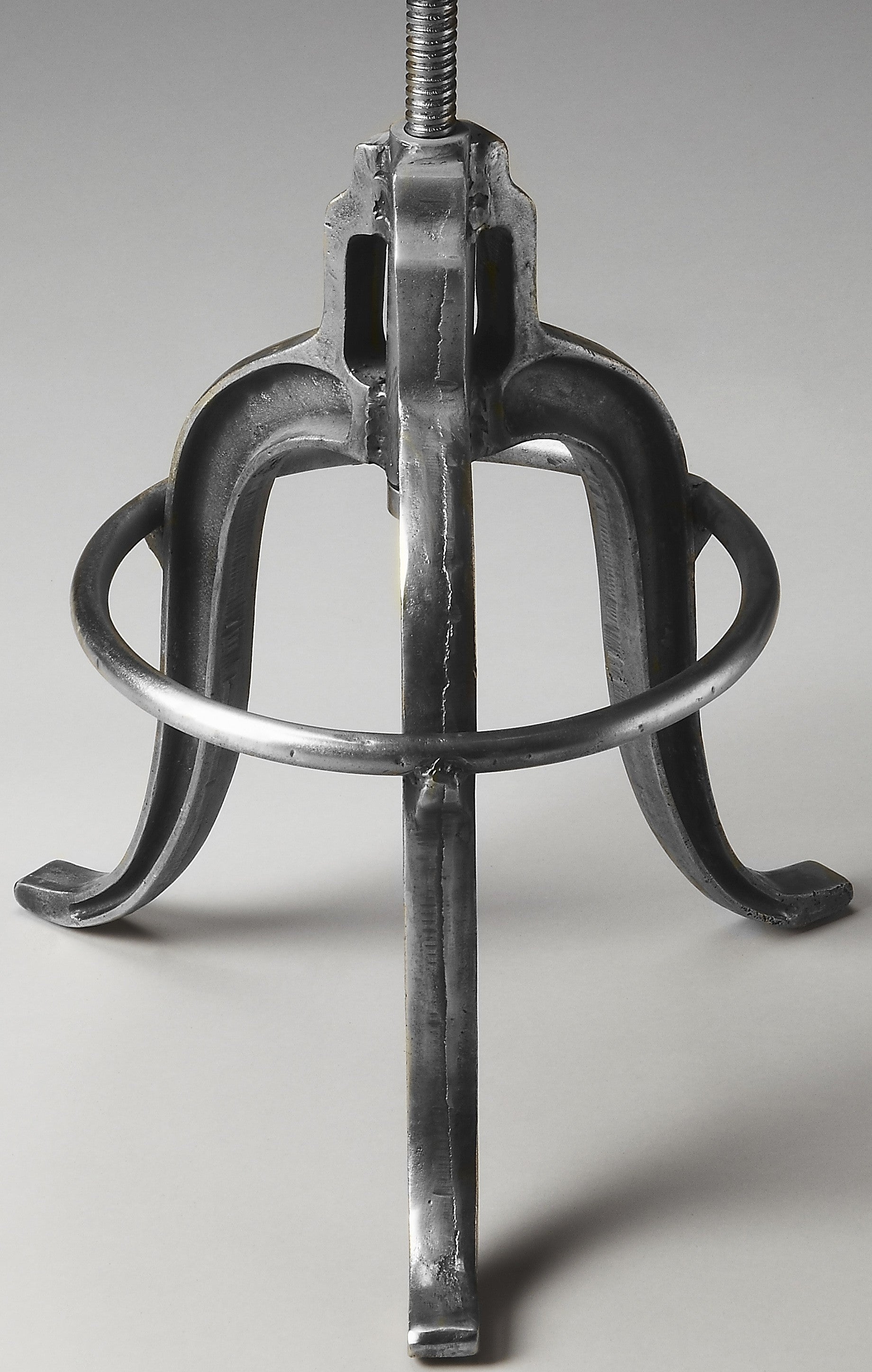 HomeRoots Iron Revolving Bar Stool in Glossy Silver Finish