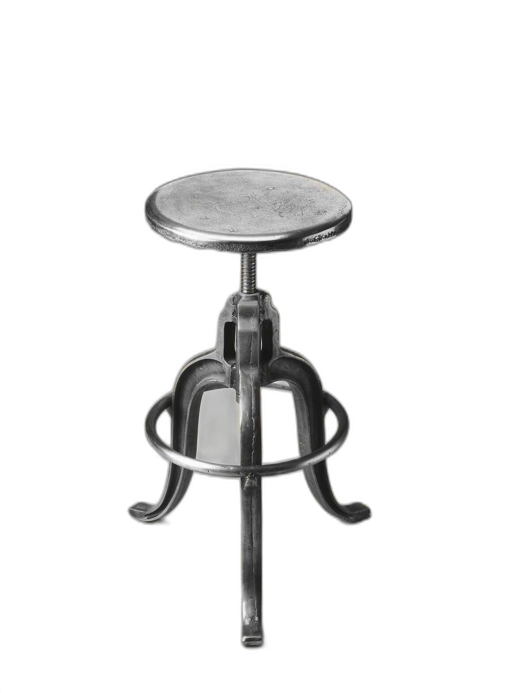 HomeRoots Iron Revolving Bar Stool in Glossy Silver Finish