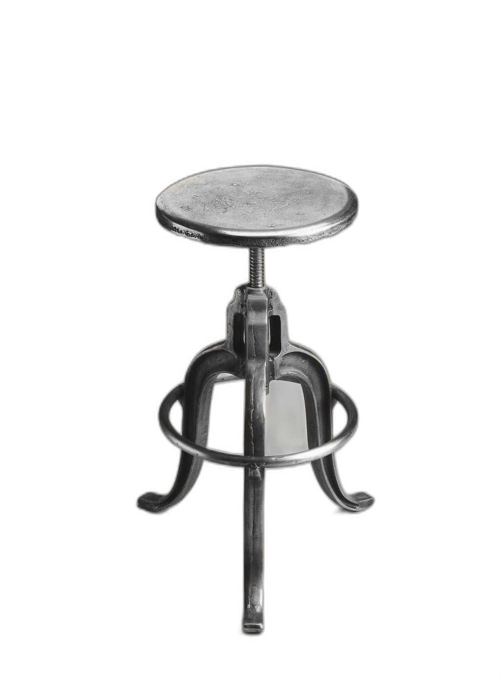 HomeRoots Iron Revolving Bar Stool in Glossy Silver Finish