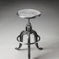 HomeRoots Iron Revolving Bar Stool in Glossy Silver Finish
