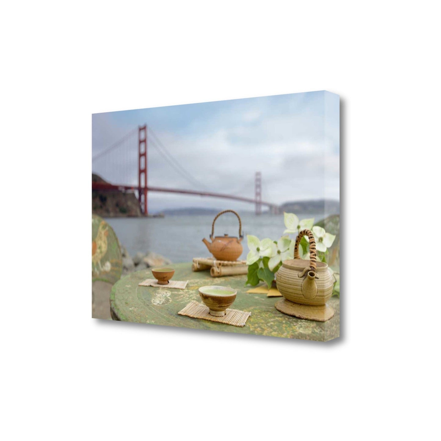 HomeRoots Japanese Tea Golden Gate Bridge 3 Giclee Wrap Canvas Wall Art