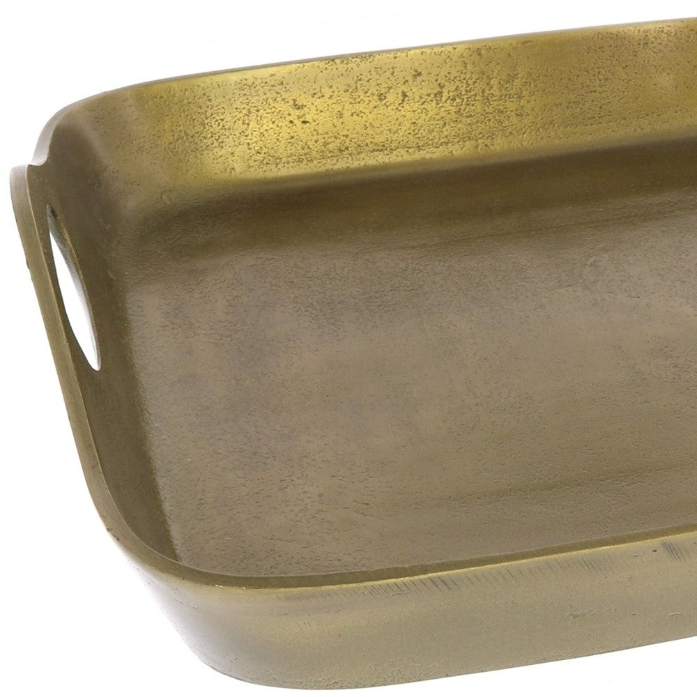 HomeRoots Jumbo Cast Iron Serving Tray in Gold Finish