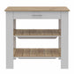 HomeRoots Kitchen Island With Drawer And 2 Open Shelves With Light Oak and White Finish