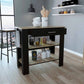 HomeRoots Kitchen Island With Drawer And 2 Open Shelves in Light Oak And Black Finish