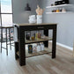 HomeRoots Kitchen Island With Drawer And 2 Open Shelves in Light Oak And Black Finish