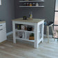 HomeRoots Kitchen Island With Three Storage Shelves With Light Oak And White Finish