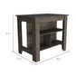 HomeRoots Kitchen Island With Three Storage Shelves in Dark Brown and Onyx Finish