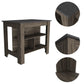 HomeRoots Kitchen Island With Three Storage Shelves in Dark Brown and Onyx Finish