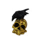 HomeRoots LED Gold Skull and Black Crow Sculpture