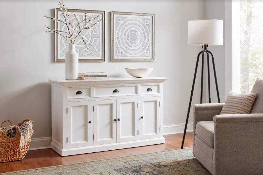 HomeRoots Large Modern Farmhouse White Cabinet
