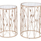 HomeRoots Leaf Gold and Glass Side Tables in Set of Two