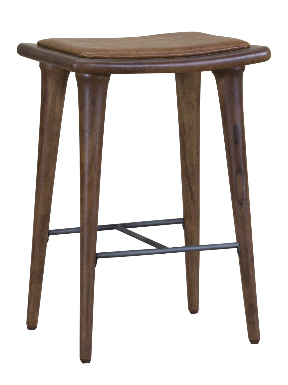 HomeRoots Leather Counter Stool With Walnut Finish