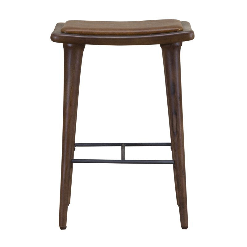 HomeRoots Leather Counter Stool With Walnut Finish