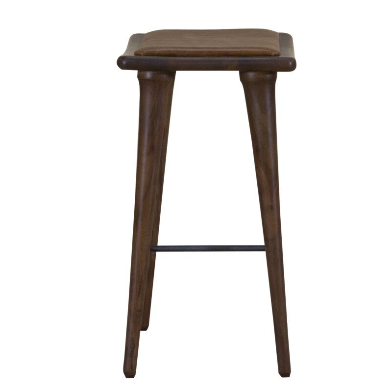 HomeRoots Leather Counter Stool With Walnut Finish