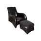 HomeRoots Leather Modern Armchair With Ottoman in Lush Brown Finish