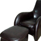 HomeRoots Leather Modern Armchair With Ottoman in Lush Brown Finish