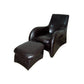 HomeRoots Leather Modern Armchair With Ottoman in Lush Brown Finish