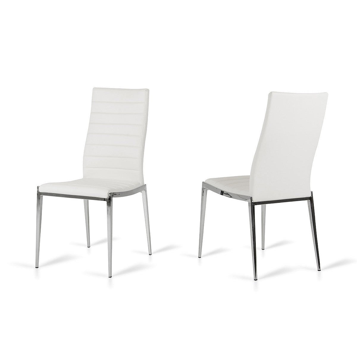 HomeRoots Libby Modern White Leatherette Dining Chairs, Set of 2